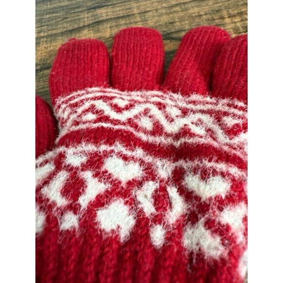Red and white winter gloves - Picture 6 of 7